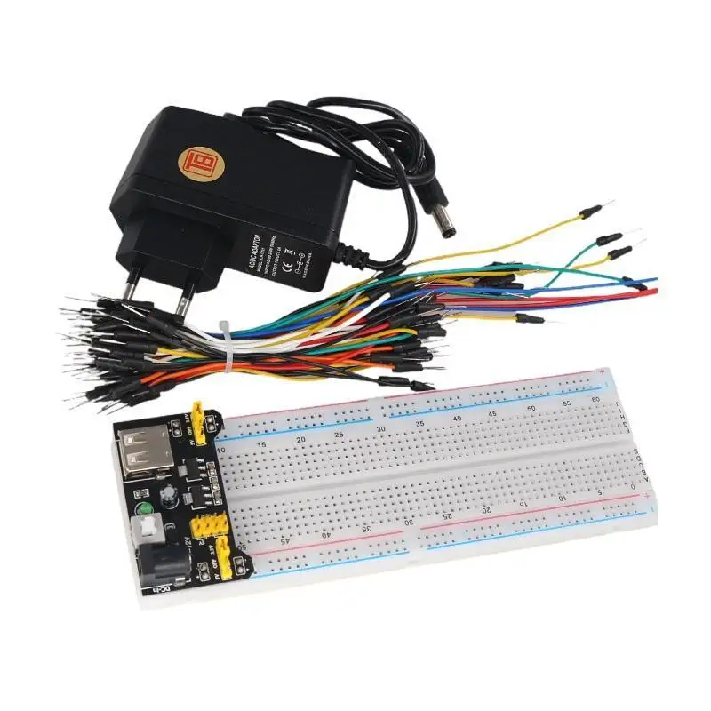 New Electronic Circuit Experiment Kit MB-102 Breadboard Power Module DC Adapter Jumper Wires For DIY Electronics Project
