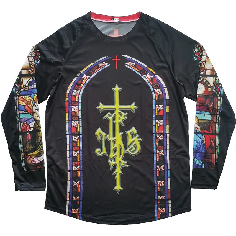 Jesus MTB Motocross Black Offroad Long Sleeve Cycling Jersey Bike Top Sunscreen Dry Breathable Men Sport Outdoor Clothes