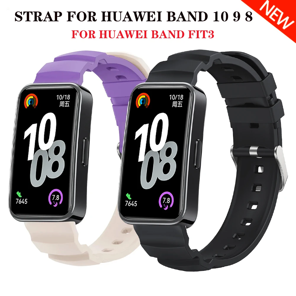Sport-Silikonarmband für Huawei Band 10 9 8, bedrucktes Armband, atmungsaktives Armband für Huawei Band Fit3 Original-Gürtelzubehör