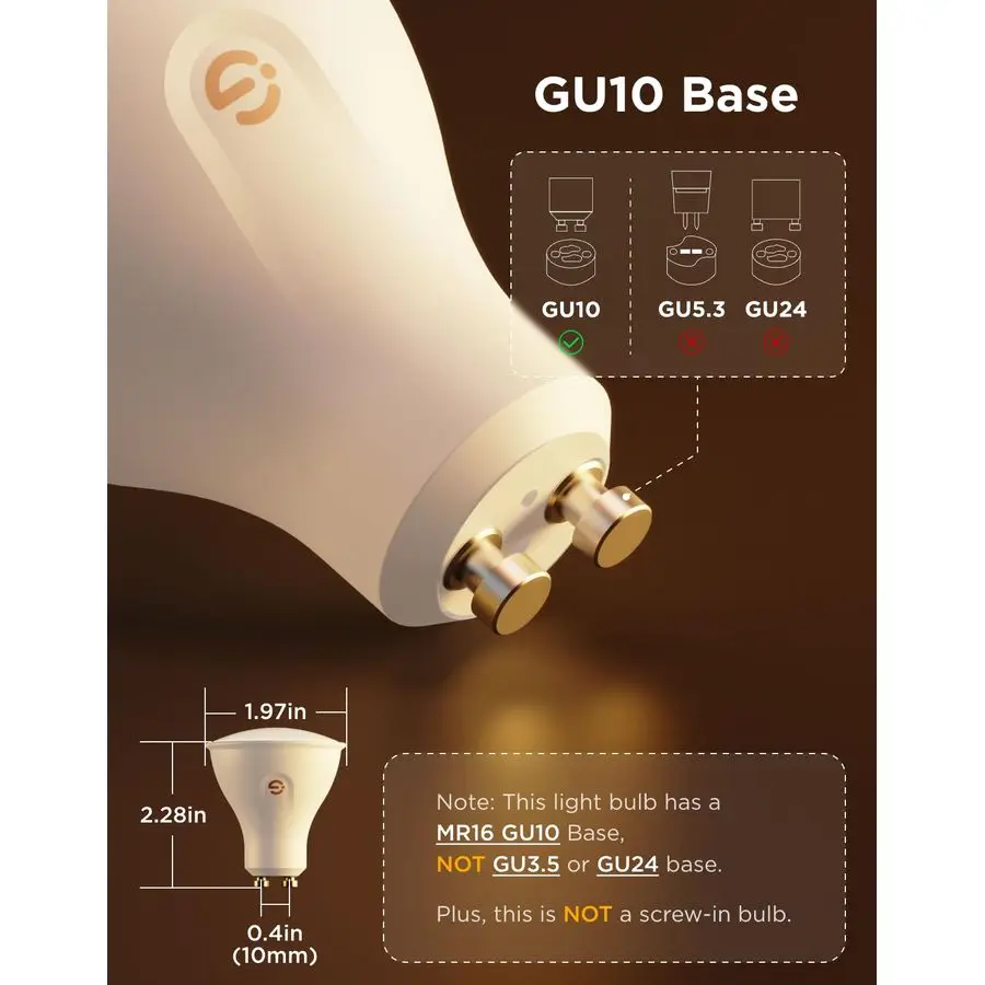 GU10 Smart Bulb, Matter RGBWW Light Bulb Work with Alexa, Google Assistant, WiFi amp Bluetooth Color Changing MR16 LED Bulbs, 64