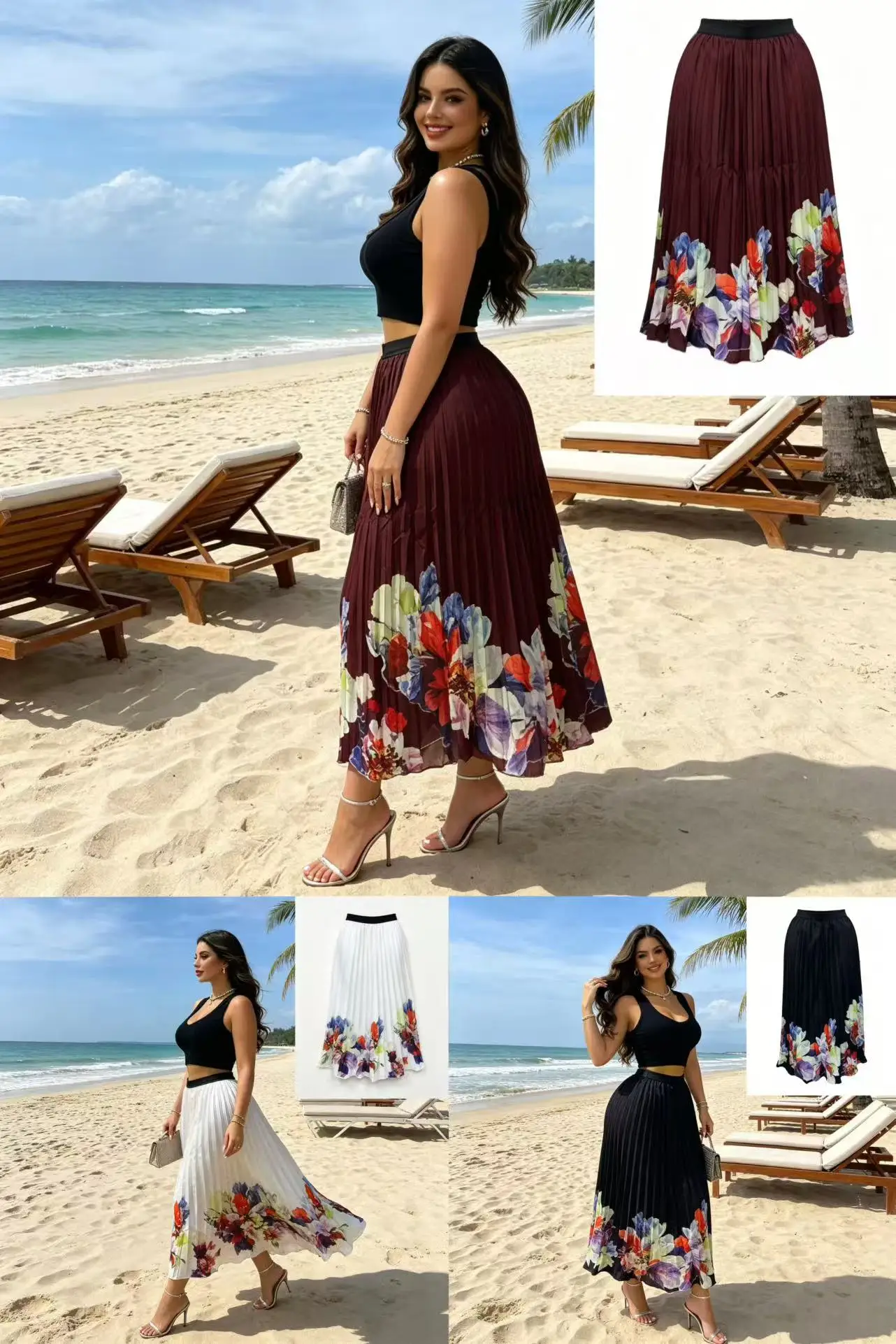 Large Women's Flower-Printed Skirt Trendy 2026 New Style Maxi Skirt for Women
