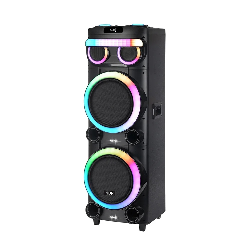 

NDR-21280 Altavoces De Escenario Big Speakers Outdoor Dj Party Dual 12 Inch Karaoke Blue Tooh Trolley Speaker With Wireless Mic