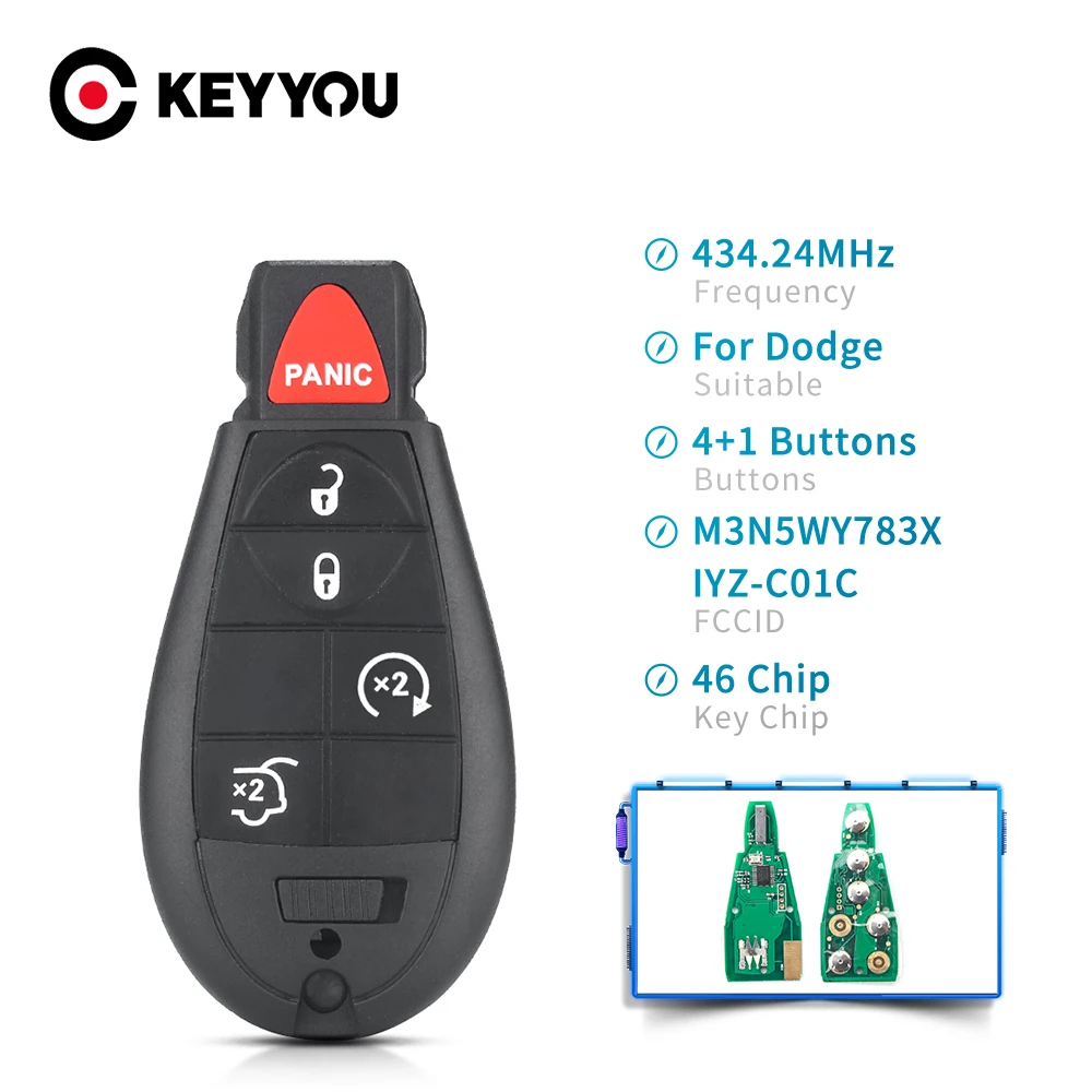 KEYYOU For For Chrysler Dodge Ram 2008 2009 2010 2011 2012 Charger Magnum Challenger 5 4+1 Button Keyless Entry Remote Car Key