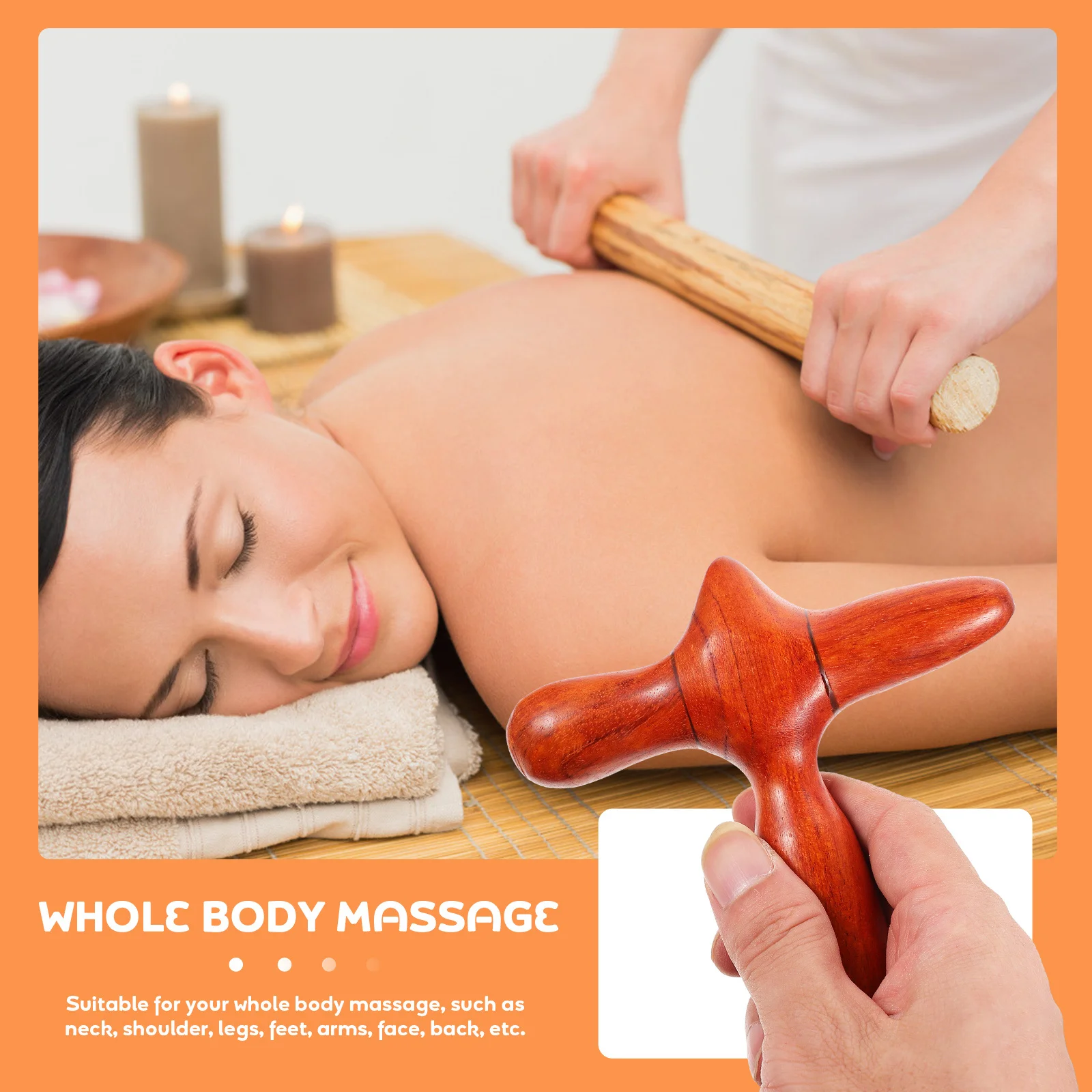 

Portable Wood Massage Rod Gua Sha Scraping Tool Ergonomic Design for Full Body Massage Acupuncture Point Massager
