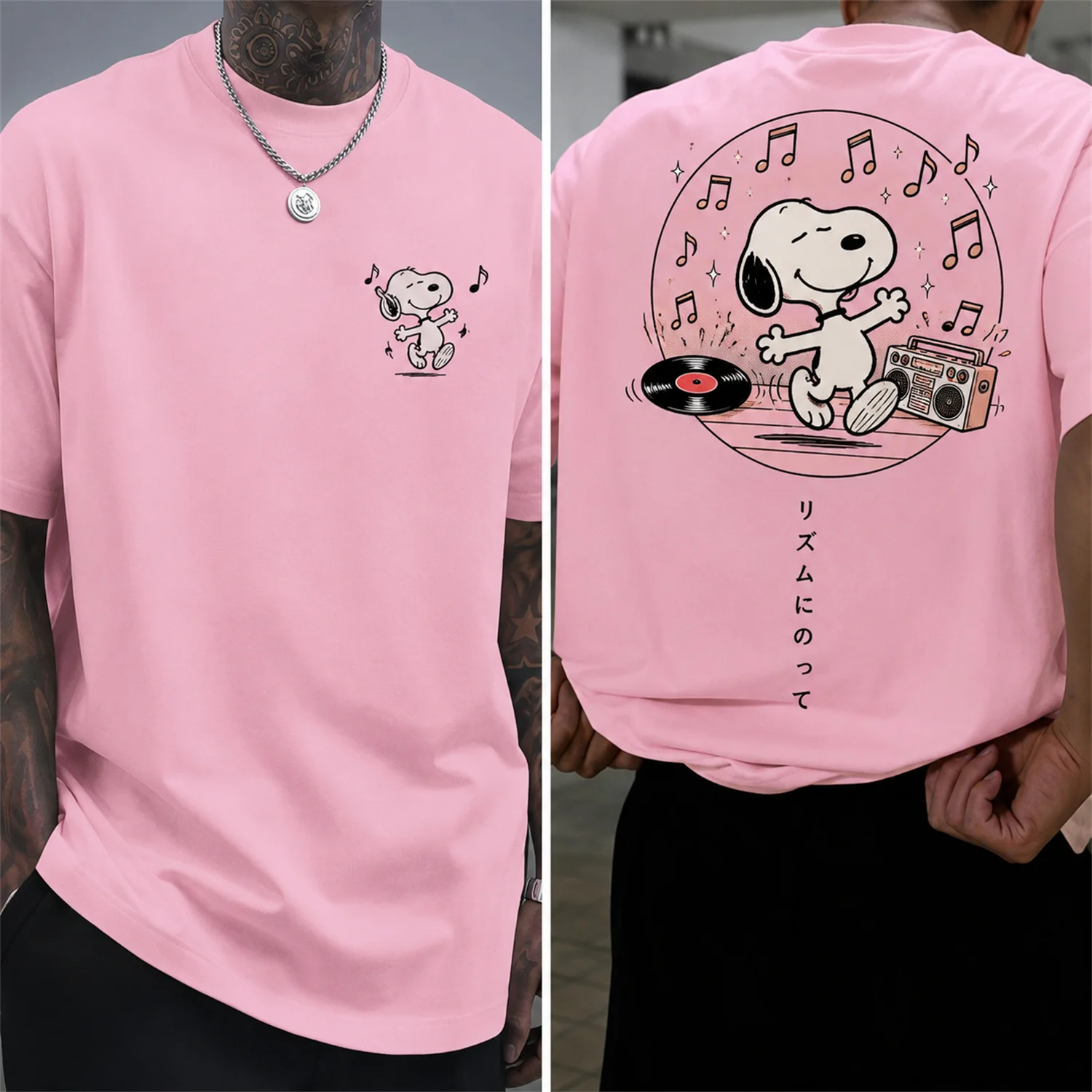 Herren Snoopy Baseball Baumwoll-T-Shirt Peanuts Cartoon Grafik-T-Shirt Kurzarm Y2K Streetwear Casual Top – Detail 6