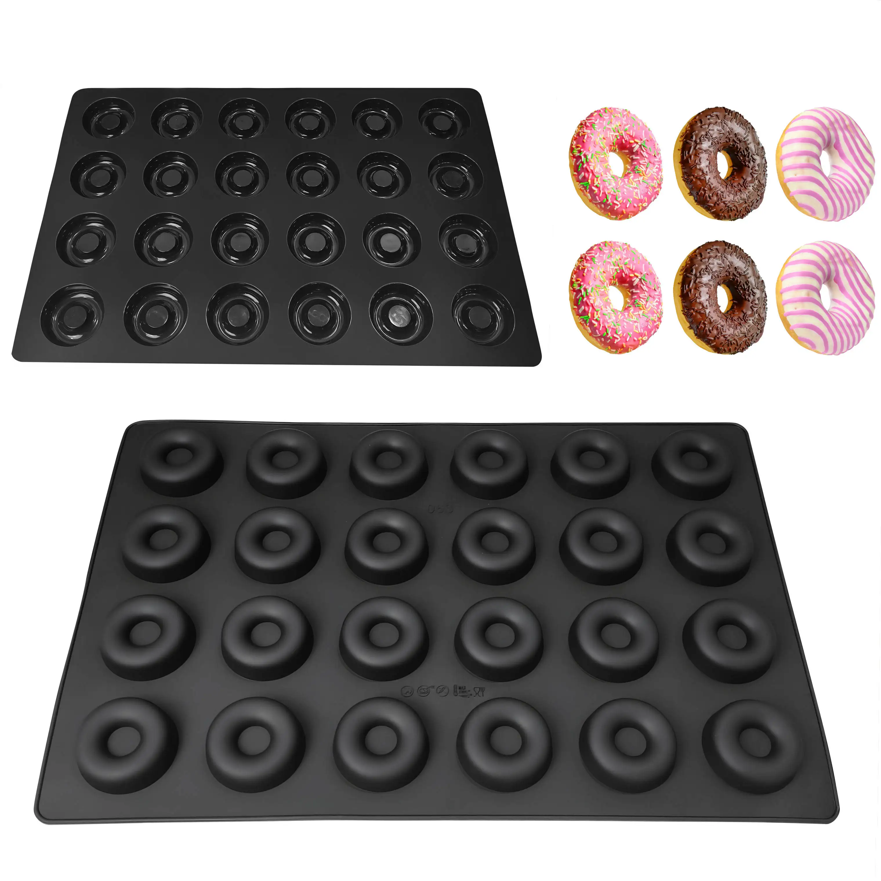 

New Arrival Silicone Doughnut Mold 24 Hole Banquet French Chocolate Dessert Mold Birthday Cake Decoration Commercial Baking Tool