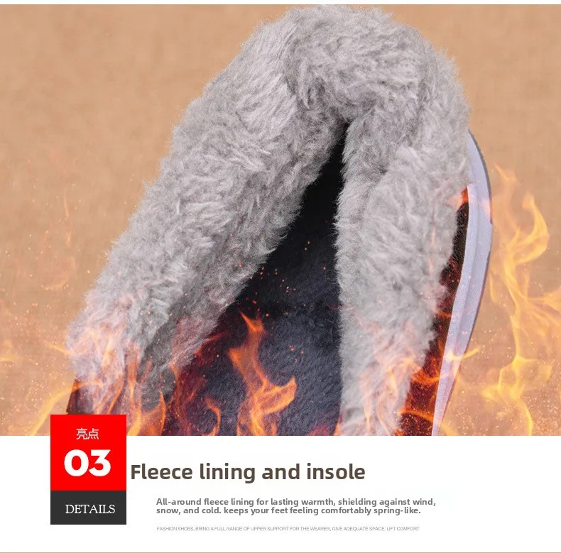 Herren-Winterschuhe mit Fleece-Futter, lässiger Schnitt, zum Hineinschlüpfen, wasserdichtes PU-Obermaterial, rutschfeste, dicke Sohle, warmes Schuhwerk für ältere Herren. – Detail 8