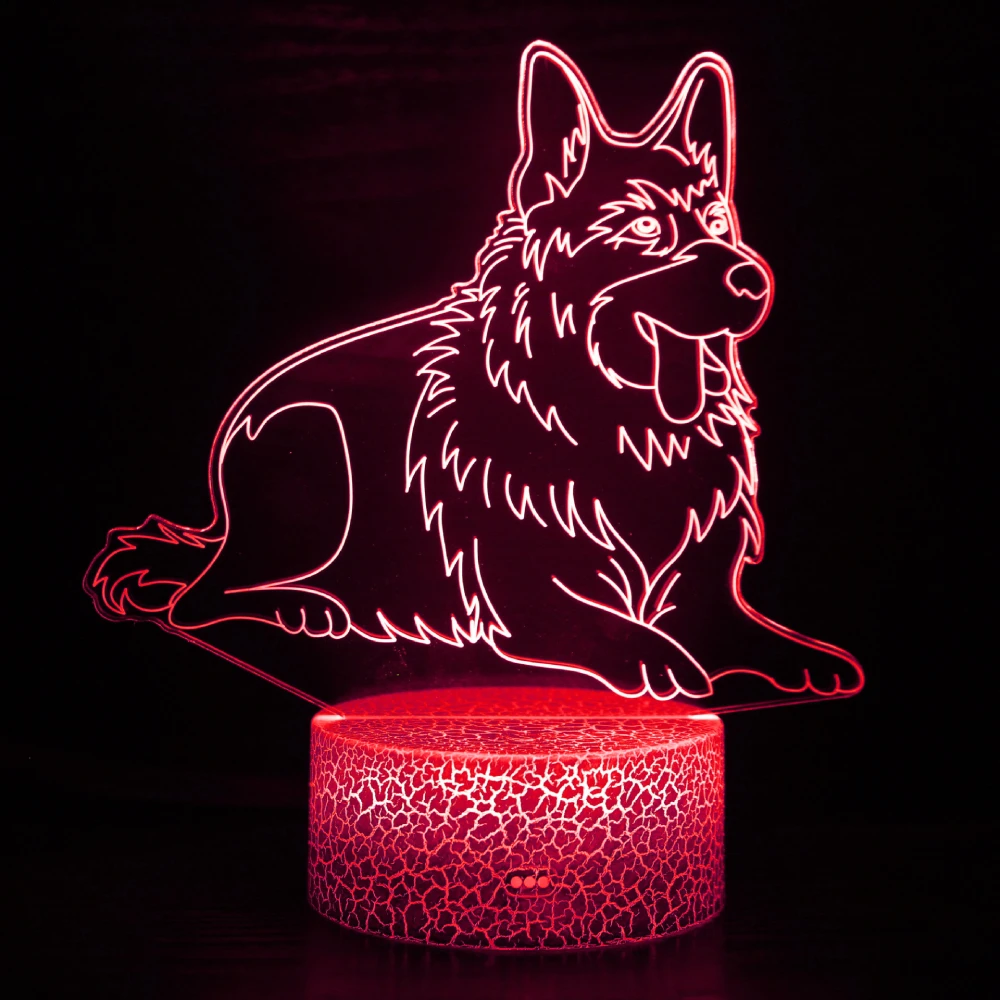 Nighdn 3D Illusion Lamp Dog Animal LED Night Light for Kids Room Decor 7 Color Changing USB Bedside Lamp Christmas Birthday Gift