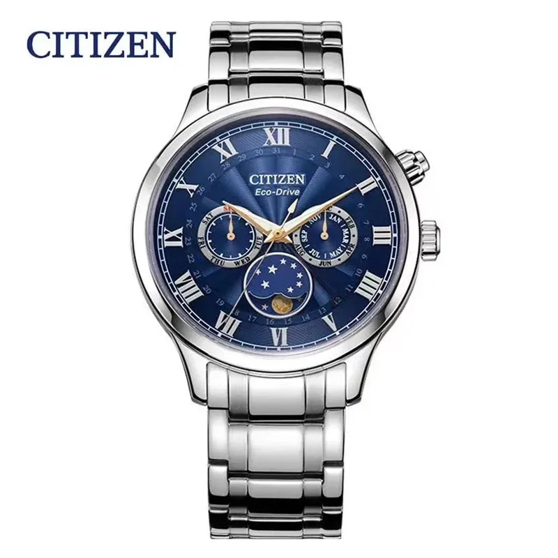 

CITIZEN Watches for Men Fashion Quartz Starry Sky Moon Phase Automatic Date Multi-functional Business Stainless Steel Mens Watch