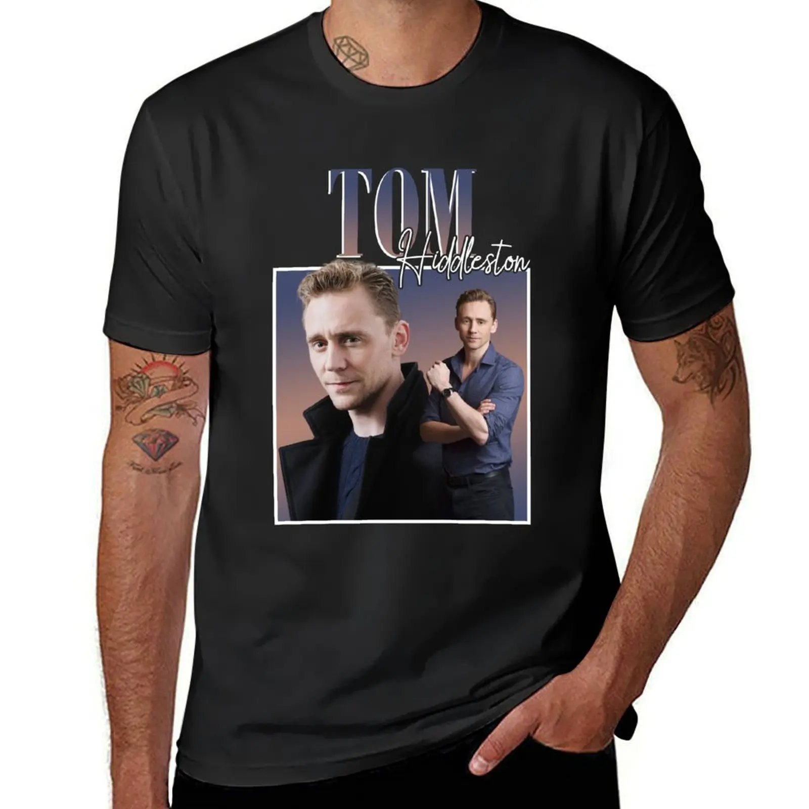 Camiseta de Tom Hiddleston para hombre, camisa de estilo Retro, lisa, de talla grande