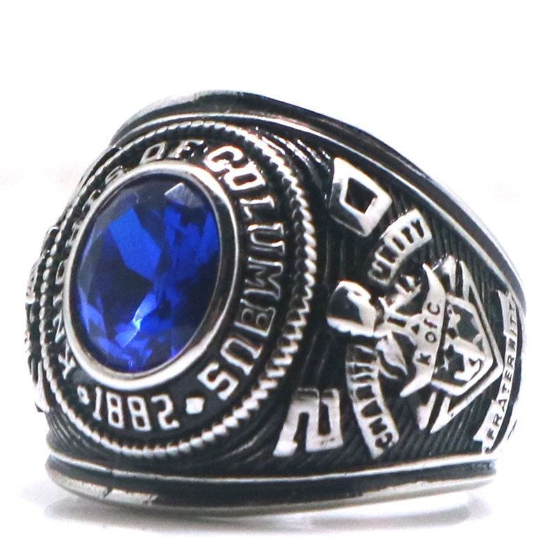 Unisex 316L Stainless Steel K of C Christianity Catholicism Blue Stone Ring Since 1882