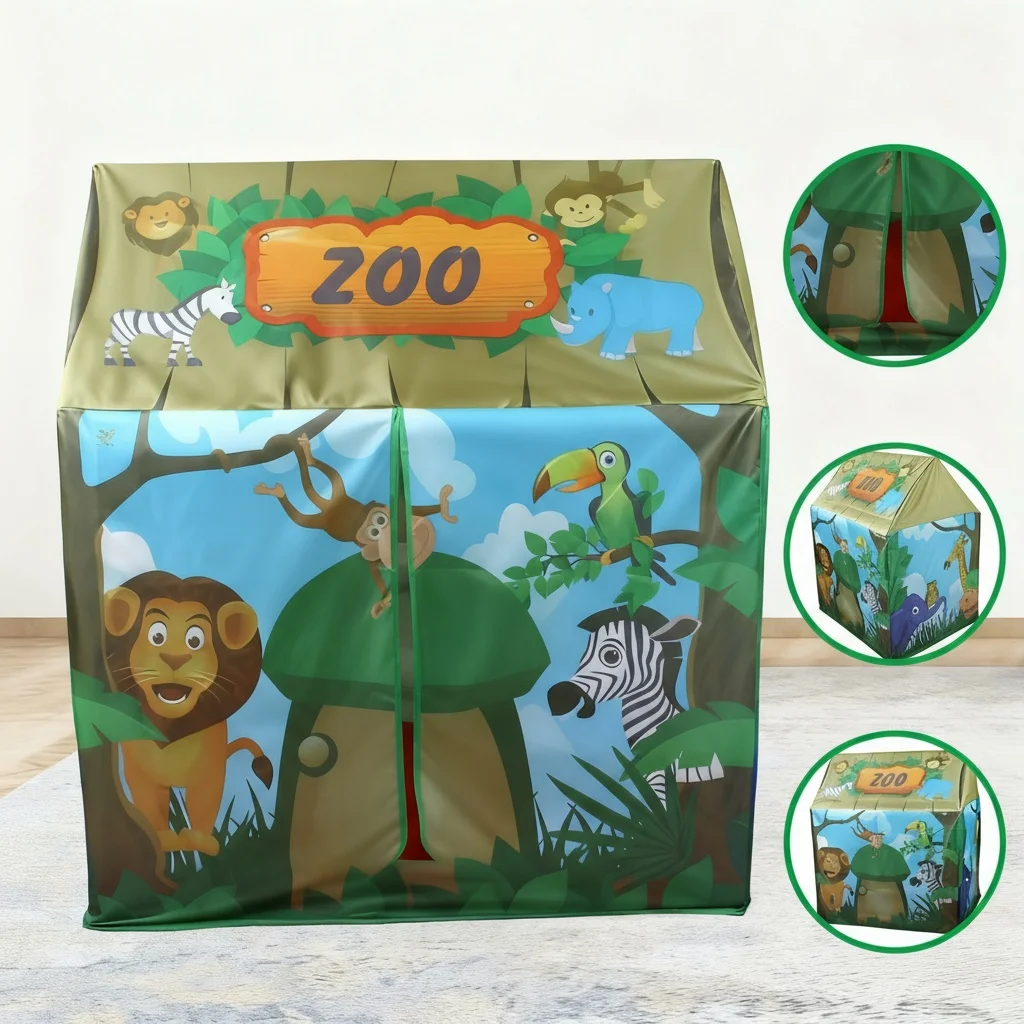 1 لعبة خيمة للأطفال على شكل بيت حيوانات الغابة، مسرح على شكل غابة، خيمة لعب تظاهرية للبنين والبنات، مسرح ألعاب ممتعة ومتينة للأطفال، أفضل هدية لعيد الميلاد والعطلات، لعبة الشاطئ #2