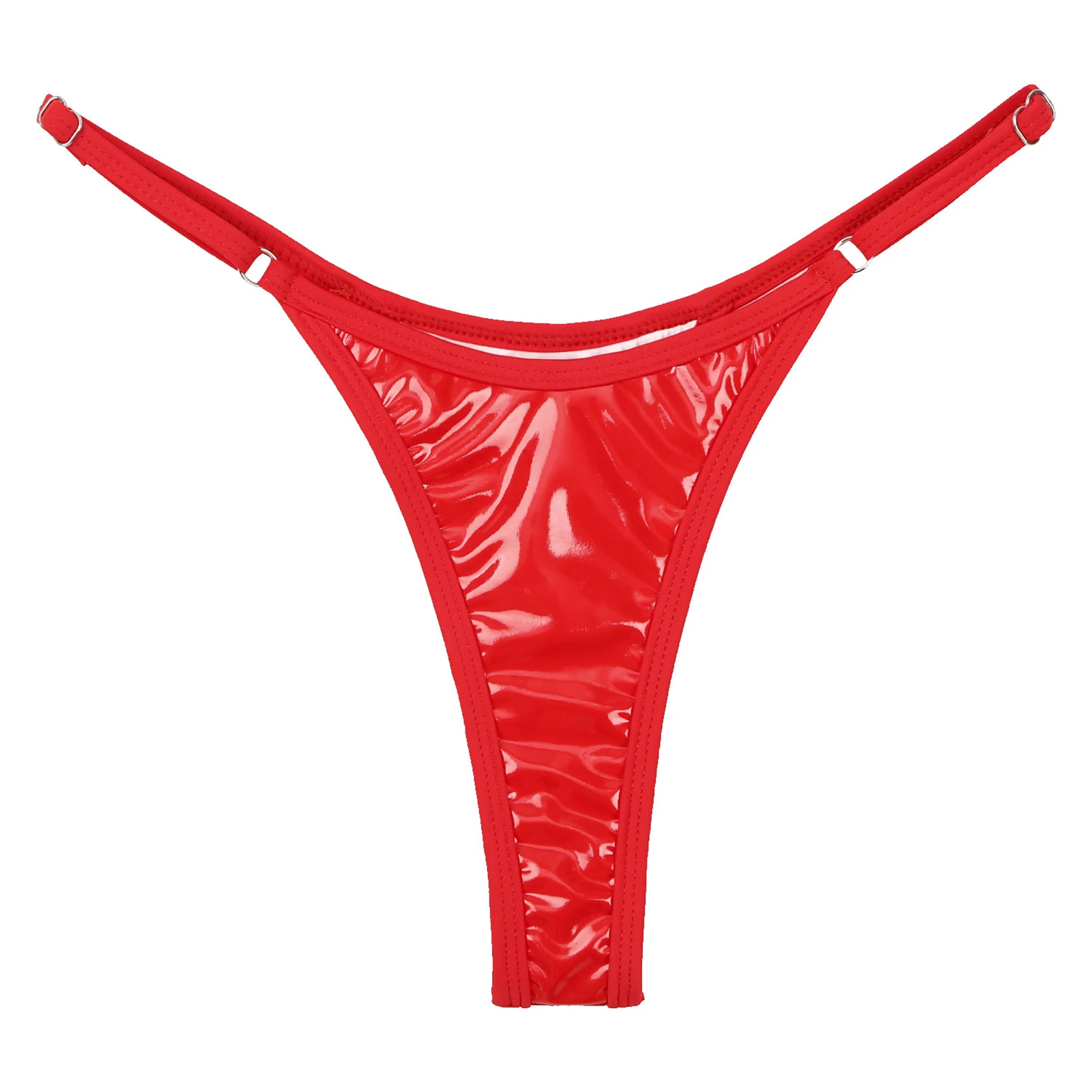 

Sissy Women Metallic Mini Strap G-String Thongs Shiny Micro Bikini Briefs High Waist T-Back Underwear for Swim Casual Daily Wear