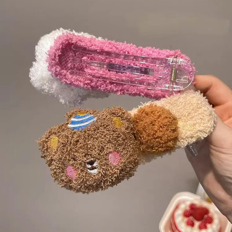 Herbst Winter Plüsch Haar Clips für Kinder Erwachsene Nette Bär Lamm Fleece Prinzessin Mädchen Haarnadeln Pony Clips Kinder Haar Zubehör