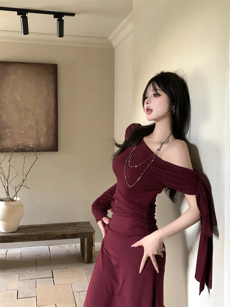 Robes à manches longues femmes robe jeune fille automne tricots smocké lambrissé boutonné col montant H-ligne Grunge Style multicolore