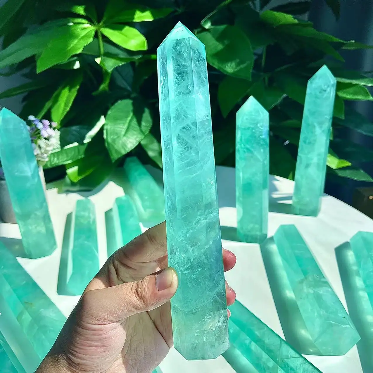 1 pc Natural Large Green Fluorite Towers Crystal Quartz Point Home Decoration Obelisk Witchcraft Gem Energy Healing Stone