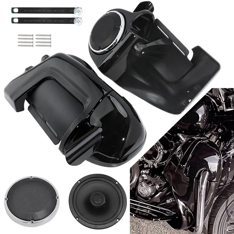 Motorrad Untere Verkleidungen Belüftete Beinwärmer Handschuhfach mit 6,5'' Lautsprechern Gitter für Harley Touring Road Glide 1983-2013