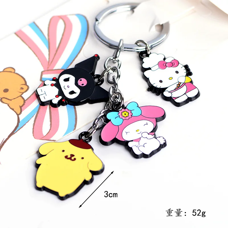 Porte-clés en alliage de beurre modèle Sanurgente Cinnamoroll, bijoux de dessin animé Kawaii, Kuromi Hello Kitty, pendentif en métal, accessoires d'anime mignons