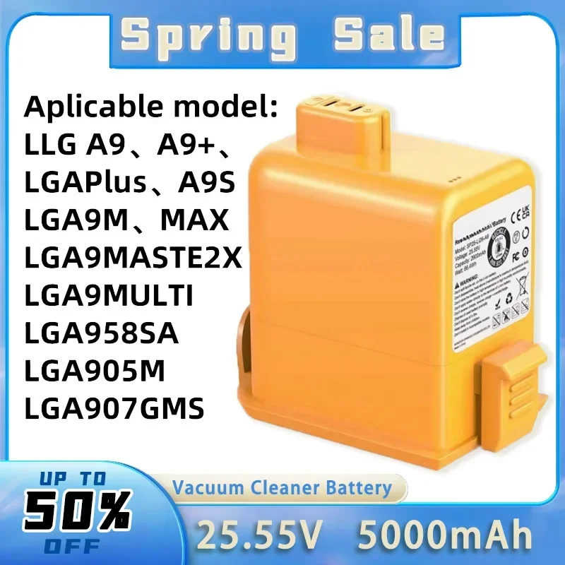 Vacuum Cleaner Battery 5000mAh EAC63758601, EAC63382201, EAC63382202, MEV65921201, EAC63382204 for LG Cord Zero A9, A9+, A9 Plus