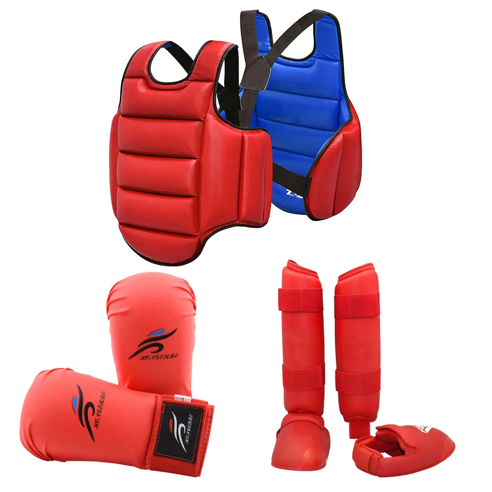 Karate Shin Guards Taekwondo Palm Gloves Sparring Uniform Gear Adults Boxing Training Equipment MMA Body Protective Chest Suit