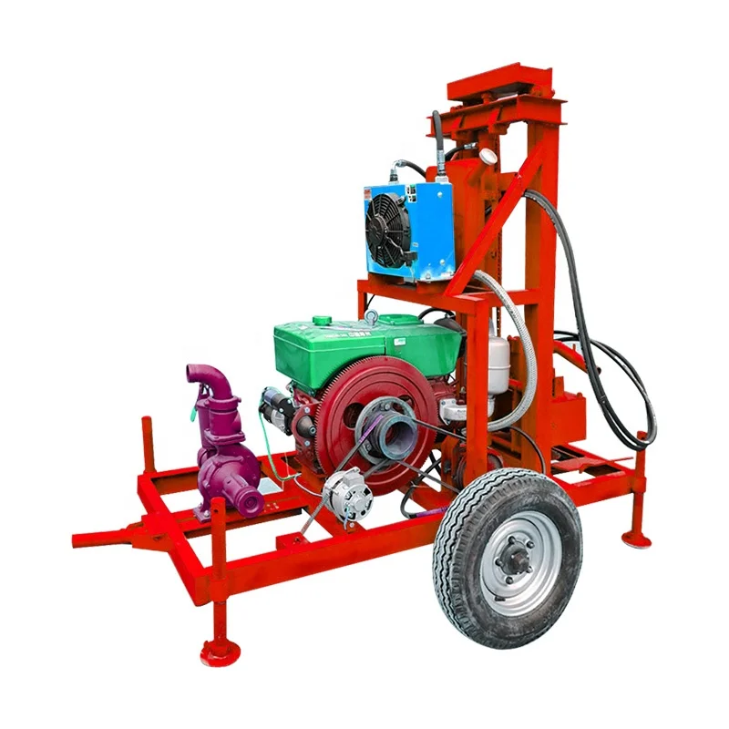 Industrial Mobile Small Depth Portable 80Metre 50 120M 4Inch Borehole Rig Machinery Water Well Drilling Machine On Trailer Mount