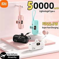 Xiaomi 50000mAh Mini Power Bank Portable 2in1 High Capacity External Battery Fast Charger Capsule Powerbank For iPhone Samsung