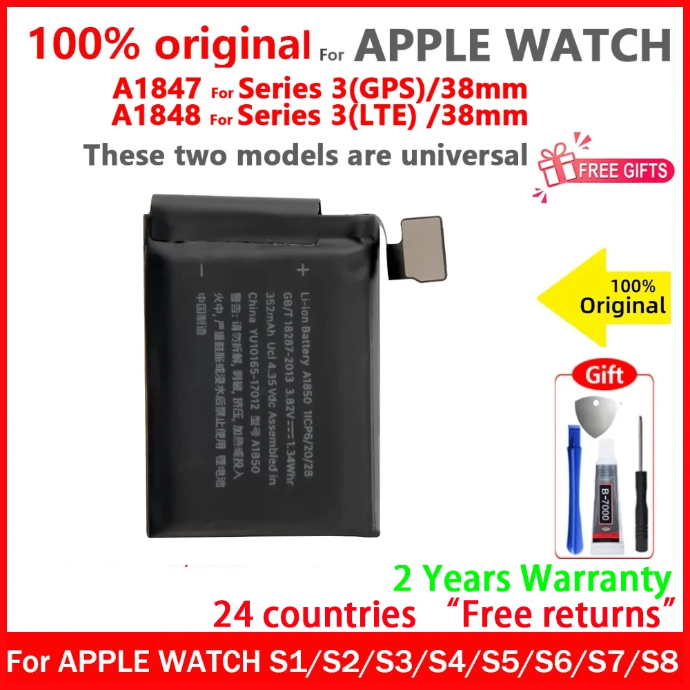 Новый оригинальный аккумулятор для Apple Watch Series SE 1 2 3 4 5 6 7 8 Bateria IWatch S1 S2 S3 GPS LTE S4 S5 S6 S7 S8 38/40/41/42/44/45