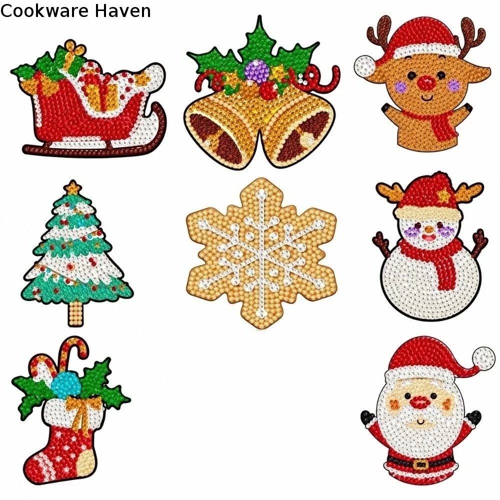 8Pcs with Metal Stand DIY Painting Coasters Handmade Simple Round Art Coasters Table Protector Entry-level Diamond Coaster Kit