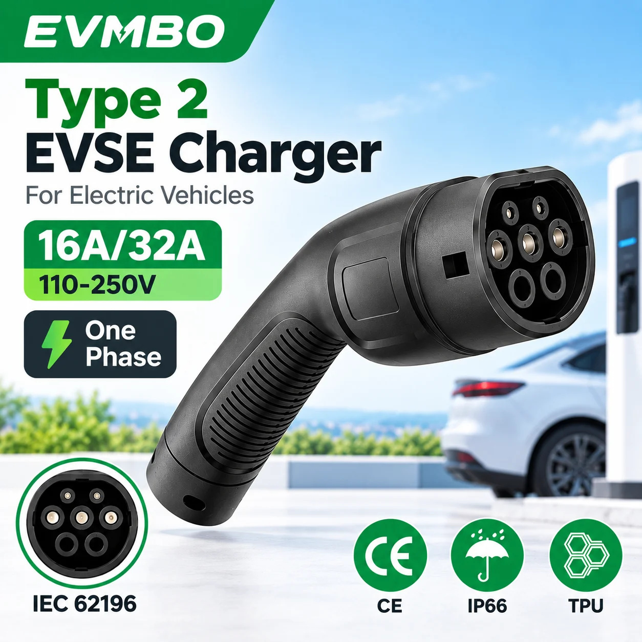 Ev Charging Cable Type 2 32A - Разъем EVMBO Type 2 для электромобилей,
