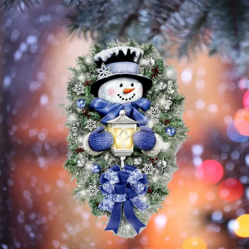 

2024 New Year Christmas Decoration Stickers for Home Outdoor Window Snowman Wreath Xmas New Year Door Wall Party Decoration