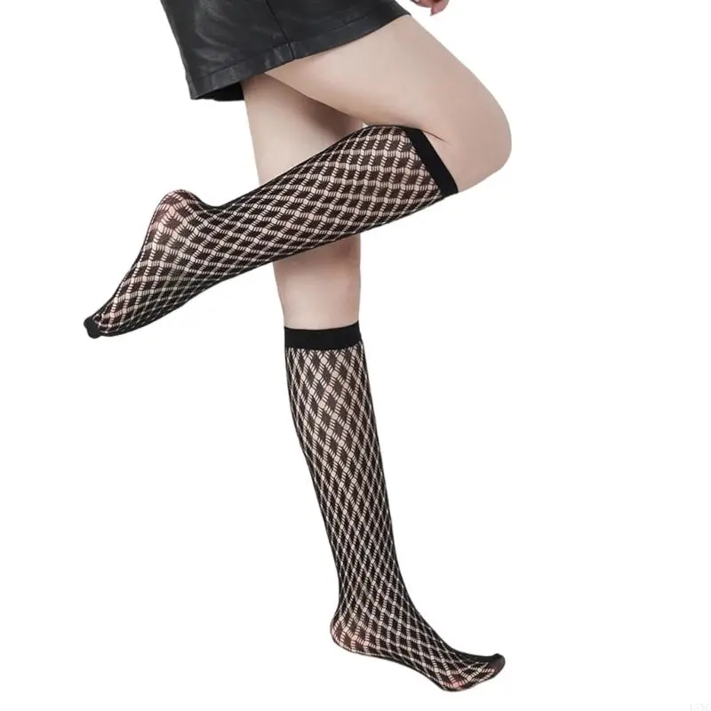 L5YC kabaretki podkolanówki dla kobiet wydrążone siatkowe podkolanówki pończochy pończochy kabaretki kostiumy Cosplay pończochy