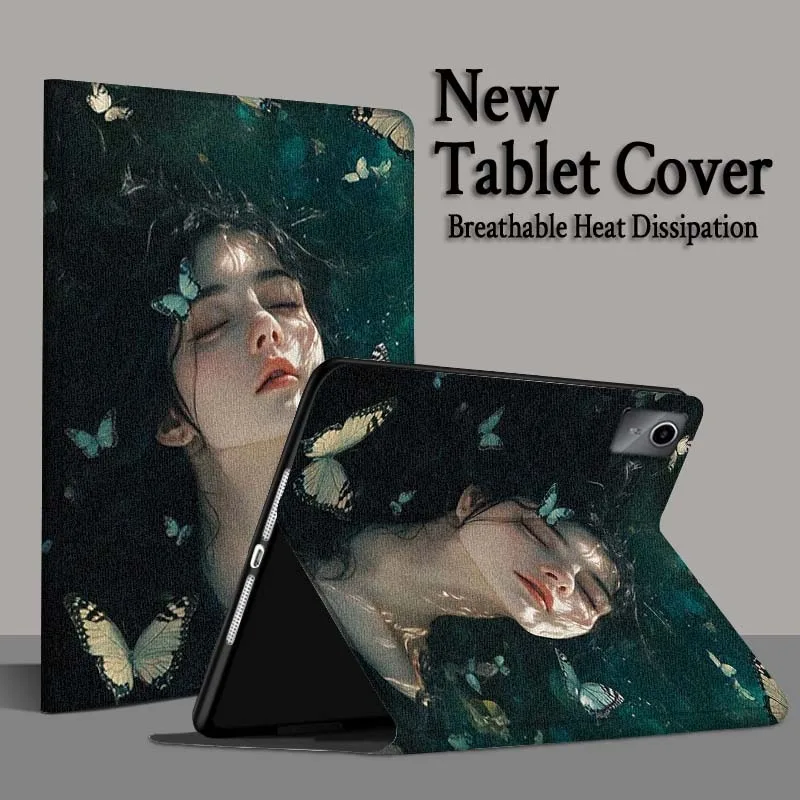 حافظة كمبيوتر لوحي فتاة فنية جميلة على شكل زهرة لهاتف Xiaoxin Lenovo Pad Tab K10 K11 M10 P12 P11 Pro GT Gen2 Plus Legion Y700 Y900 12.1