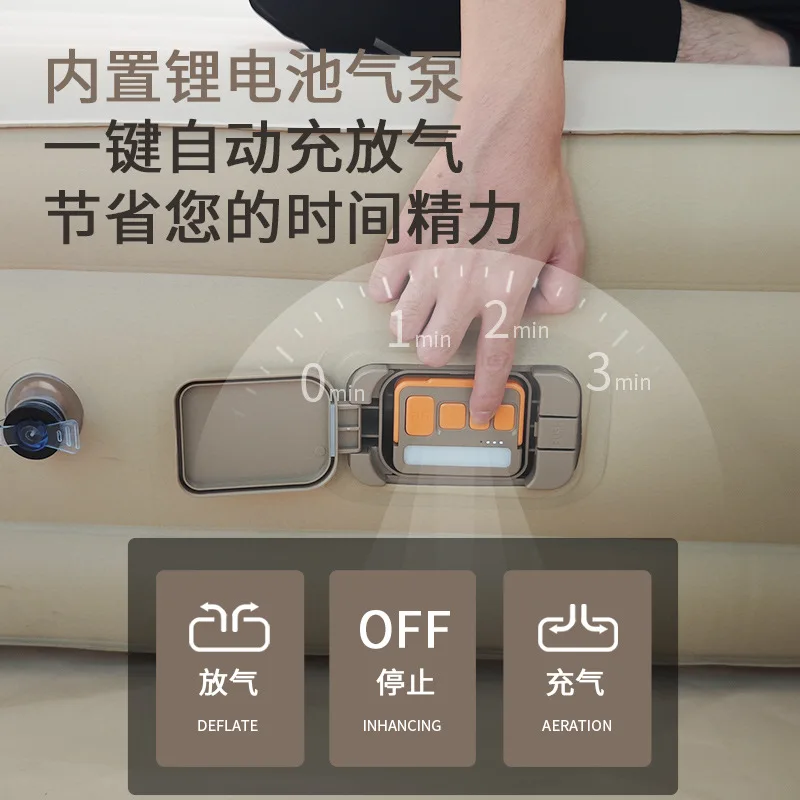 قميص من القماش الحديدي مرتبة أوتوماتيكية قابلة للنفخ خيمة خارجية سميكة للتخييم على الأرض بطابقين للتخييم مرتبة هوائية منزلية محمولة #4