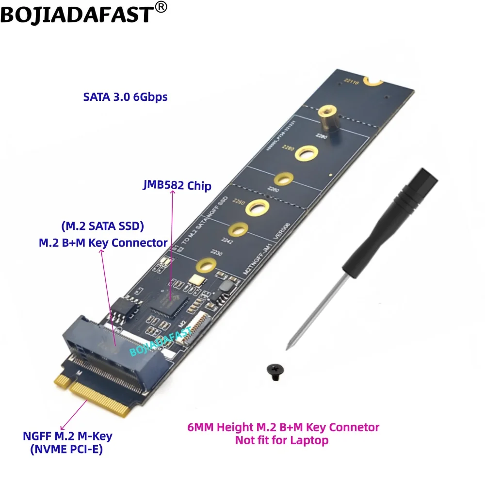 NGFF M.2 Key-M Interface To Key-B SSD Adapter Converter Card For 2230 2242 2260 2280 22110 SATA SSD