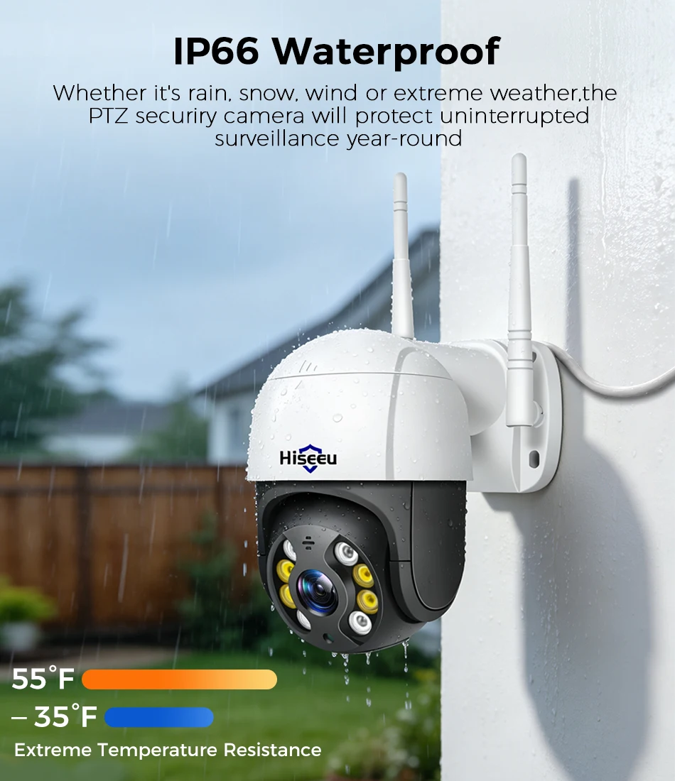 Hiseeu 4K 8MP Wifi PTZ Camera 5x Digital Zoom AI Human Detection Two-way Voice ONVIF Wireless IP Security Protection Camera