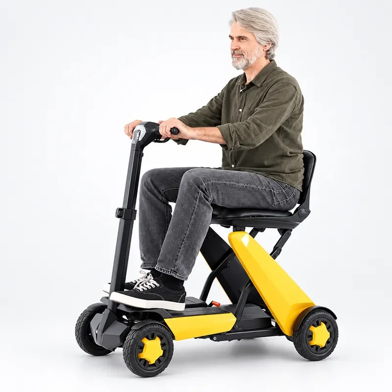 Foldable 4-wheel Elderly Electric Scooter Remote Control Lightweight Mobile Travel Moped Portable Electric Chair