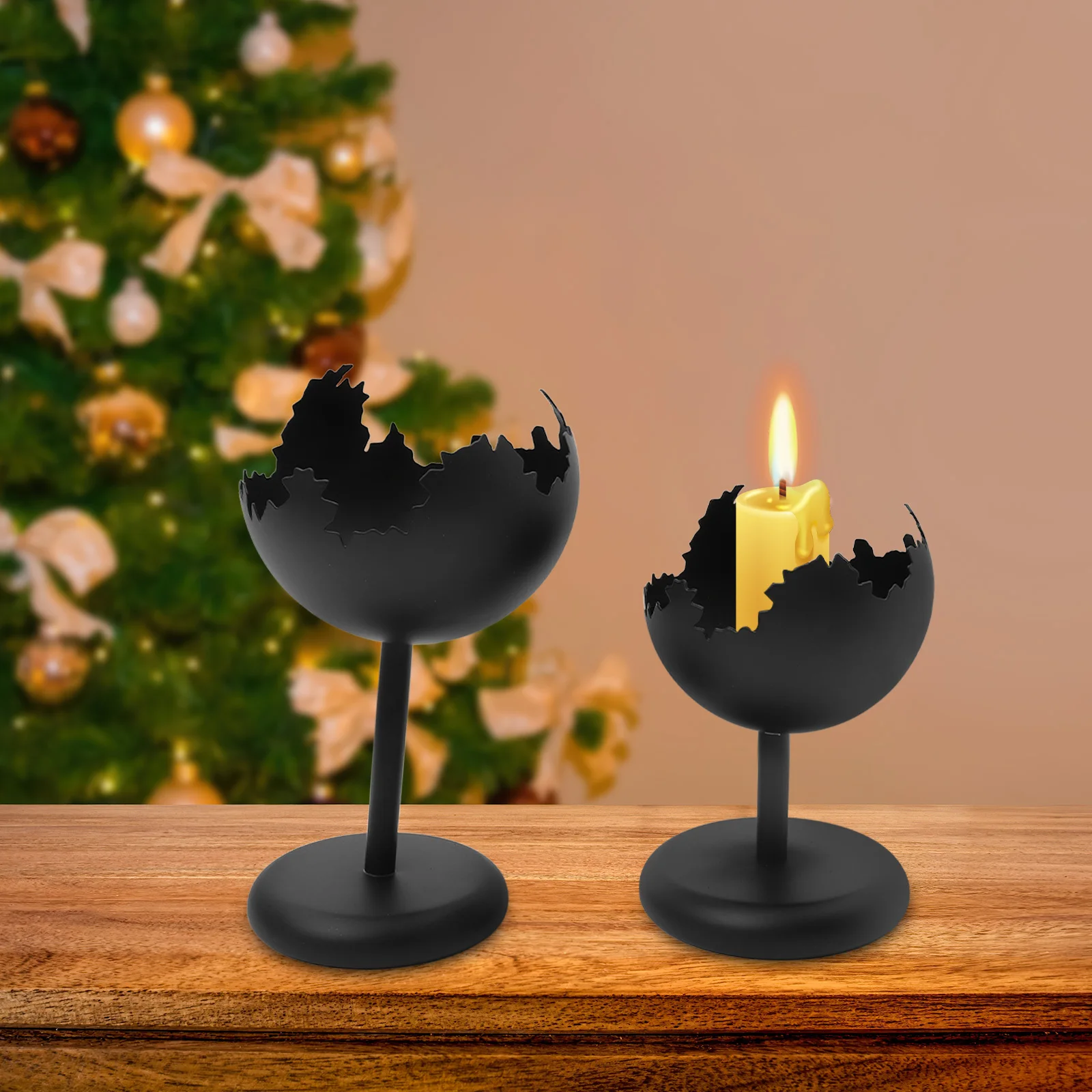 قطعتان من زخرفة الشمعدانات الحديدية للمناسبات الاحتفالية وحوامل الاستخدام اليومي لحوامل الشمعدانات الحديدية