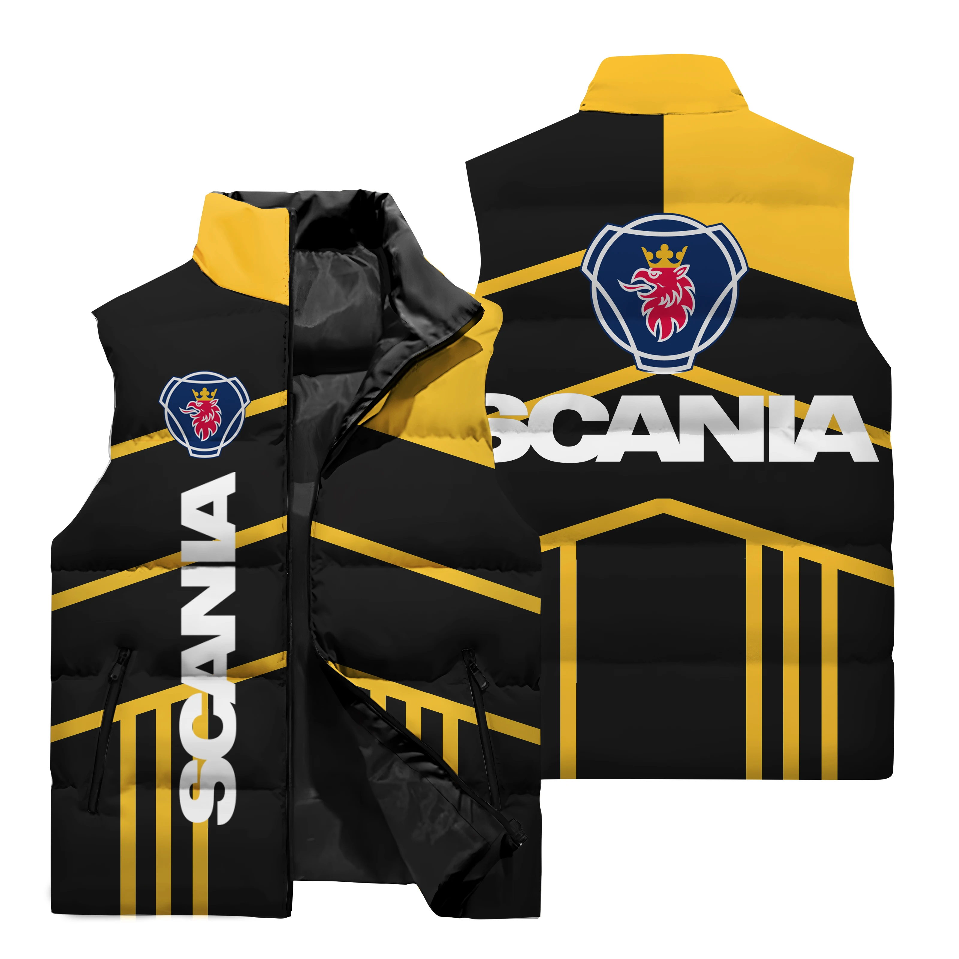 Scania Car Printed Vest Men\'s Clothing Street Fashion New Vest Cotton Lining Winter Coldproof Warm Men\'s Oversized Vests S-6XL