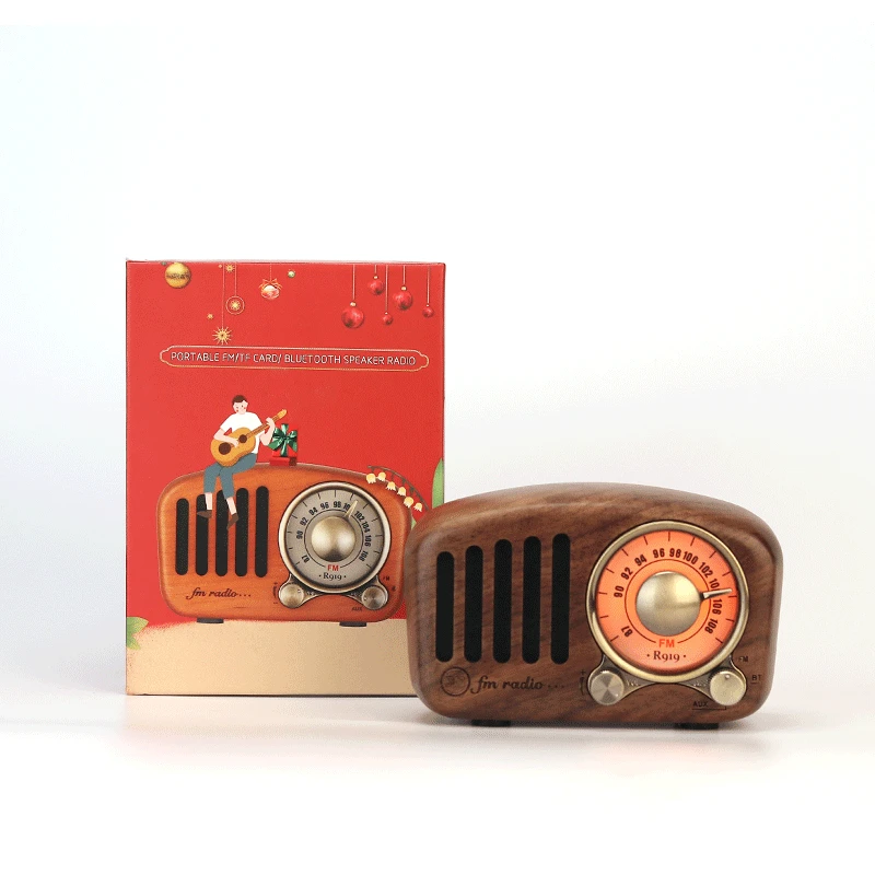 

Retro walnut wood outdoor intelligent computer Bluetooth speaker radio mini external plug-in small audio