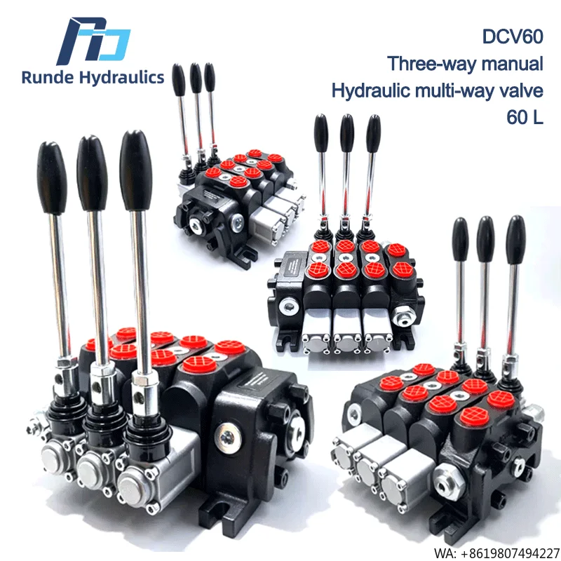 Yuci DCV60 Triple Manual 60-Liter Split-Type Hydraulic Multi-Way Valve Drilling Rig Sanitation Vehicle 50 L/min Flow 31.5 Mpa