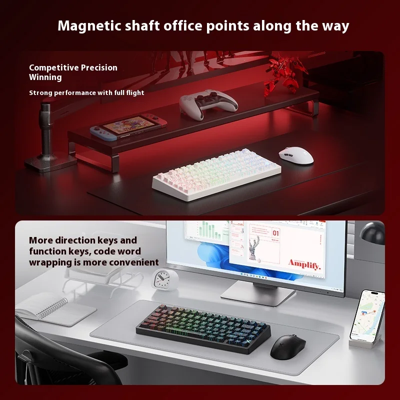 MCHOSE Jet 75 Esports Magnetic Axis Keyboard Wired 8k Low Latency 0.01 Accuracy Gasket Structure Customized Gaming Keyboard