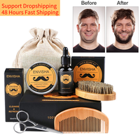 5PCS/Set Beard Growth Kit For Men Beard Hair Growth Enhancer Thicker Essential Oil Nourish Moisturize Wax With Comb Scissors