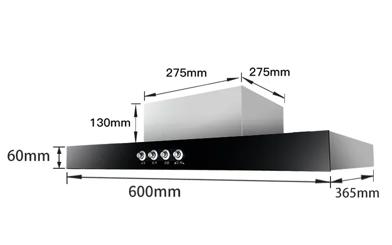 Cappa da cucina Huatai piccola aspirazione superiore appartamento mini stanza in affitto da 600 mm di larghezza 087-600 Cappa da cucina 220 V per uso domestico