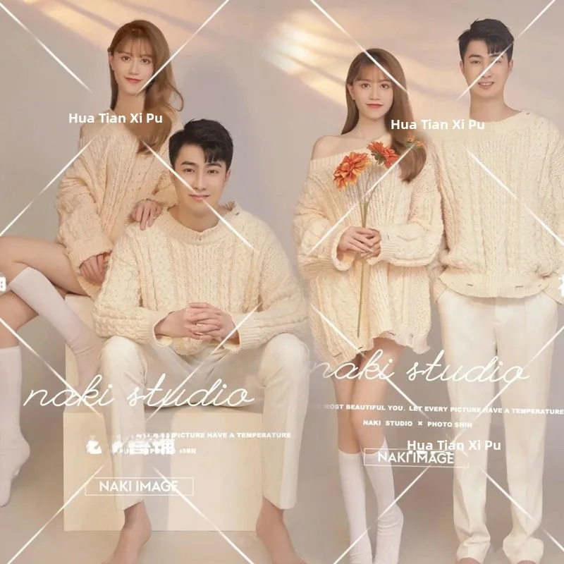 

New Couple Photography Theme Clothing Sweater Style Indoor Photography Costume Stage Performance Traditional Chinese Co...