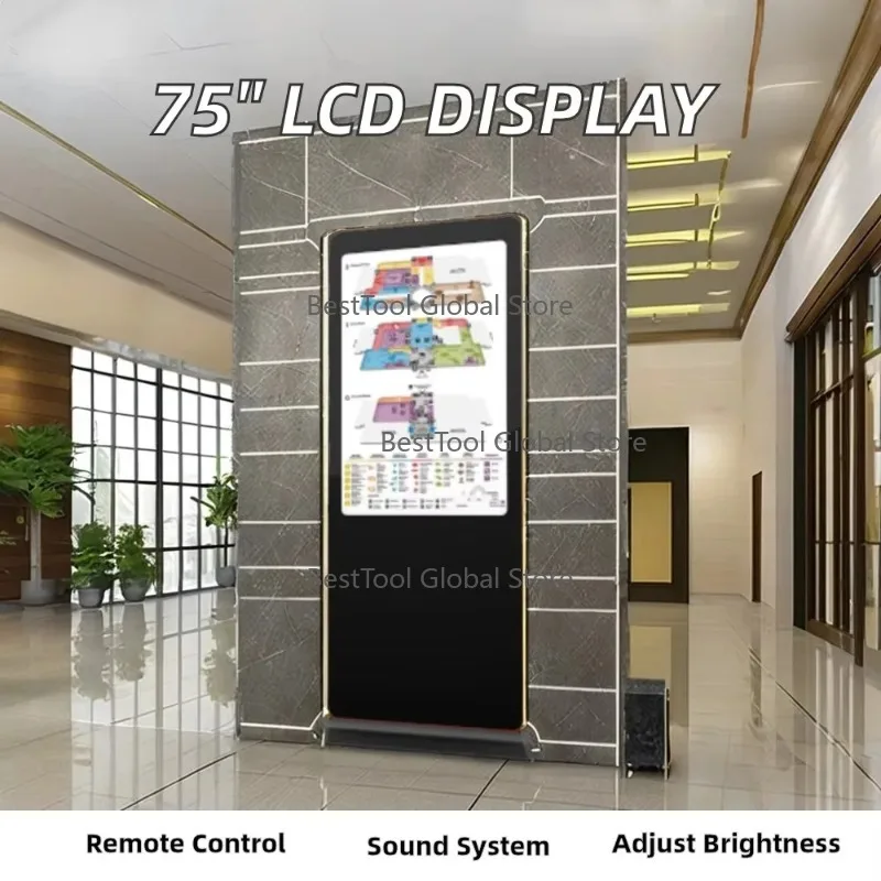 Indoor Dig-ital Sign-age LCD Dis-play Adver-tising Screen 32 75 Inc-h Andr-oid 9 Ver-tical