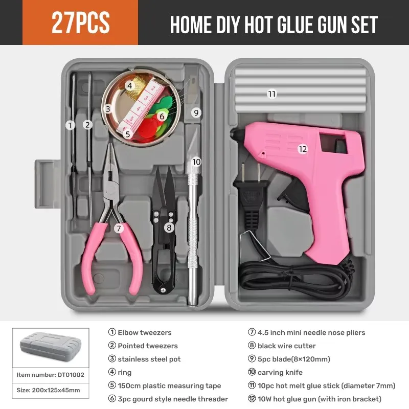 4.8V Cordless Electric Screwdriver Hot Glue Gun Fast Heating Glue Gun Kit Pink Rechargeable Drill Driver  27PCS Lovely Pink 10w