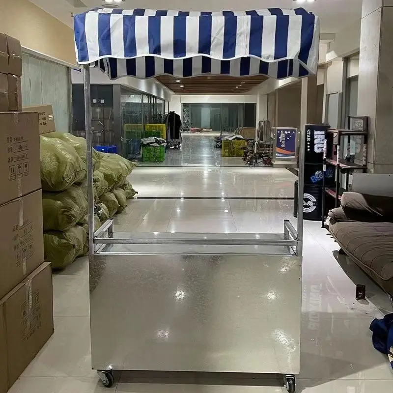 Foldable stall cart with wheels Multifunctional Internet celebrity snack cart Outdoor stall Night market Mobile stainless steel