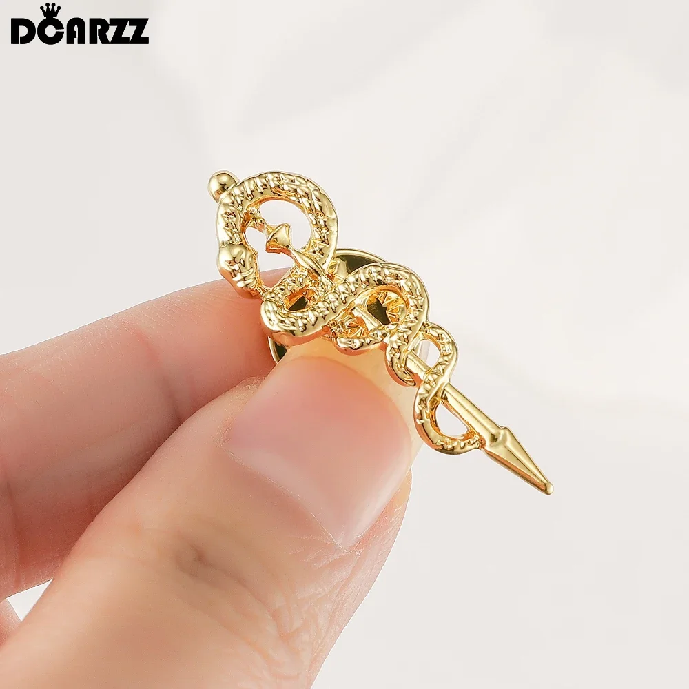 DCARZZ New Sanke Caduceus Brooch Medical Pin Nursing Medicine Backpack Lapel Badge for Doctor Nurse Gifts