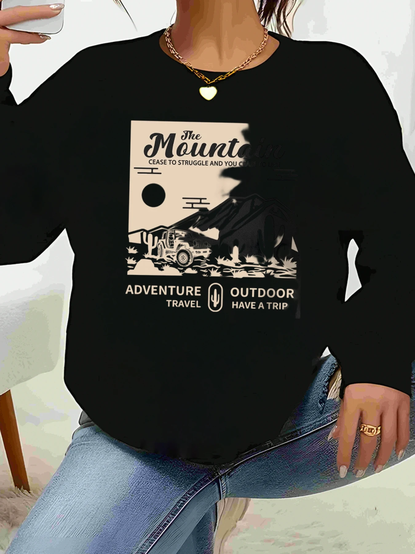 

Горные приключения, уличная футболка с длинным рукавом и принтом для путешествий, женская повседневная одежда, походная, кемпинговая, на открытом воздухе