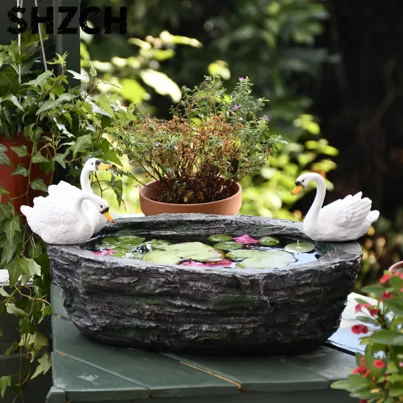 Creative Hydroponic Swan Planter Large-Capacity Penny Grass Pot Garden Decorative Succulent Planter Creative Garden Decorations